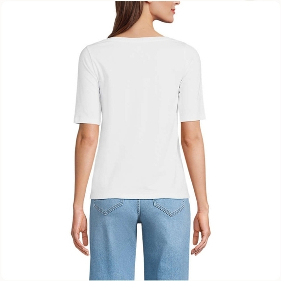 Lands' End Women's Large Tall White Supima Boatneck Top New In Package - Picture 2 of 5